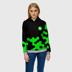 Толстовка-худи женская Minecraft game creeper, цвет: 3D-меланж — фото 2