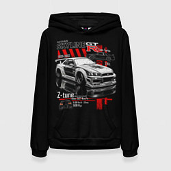 Толстовка-худи женская Skyline gtr34, цвет: 3D-черный