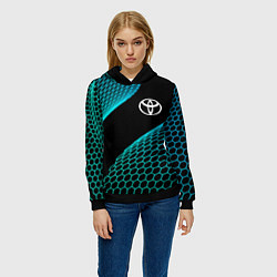 Толстовка-худи женская Toyota electro hexagon, цвет: 3D-черный — фото 2