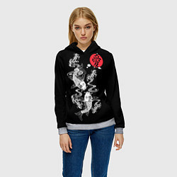 Толстовка-худи женская Любовь - японские карпы кои, цвет: 3D-меланж — фото 2