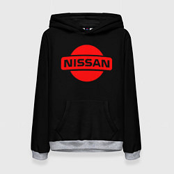 Толстовка-худи женская Nissan red logo, цвет: 3D-меланж