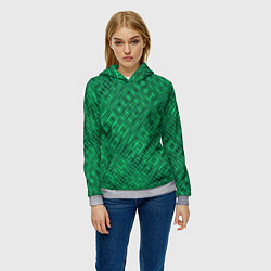 Толстовка-худи женская Насыщенный зелёный текстурированный, цвет: 3D-меланж — фото 2