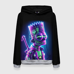 Толстовка-худи женская Bart Simpson cyber ninja - neon glow, цвет: 3D-меланж