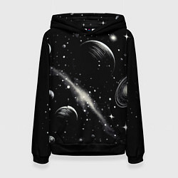 Толстовка-худи женская Бескрайний космос - нейросеть, цвет: 3D-черный
