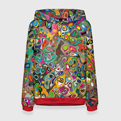 Толстовка-худи женская Абстрактные пятна, цвет: 3D-красный
