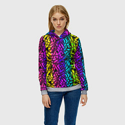 Толстовка-худи женская Абстрактный узор с геометрической концепцией, цвет: 3D-меланж — фото 2