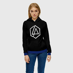 Толстовка-худи женская Linkin park logo white, цвет: 3D-синий — фото 2