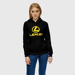 Толстовка-худи женская Lexus yellow logo, цвет: 3D-черный — фото 2