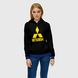 Толстовка-худи женская Mitsubishi logo yelow, цвет: 3D-синий — фото 2
