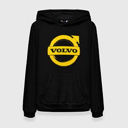 Толстовка-худи женская Volvo yellow logo, цвет: 3D-черный