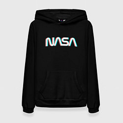 Толстовка-худи женская NASA glitch, цвет: 3D-черный