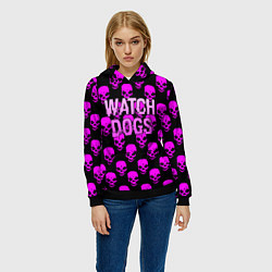 Толстовка-худи женская Watch dogs neon skull, цвет: 3D-черный — фото 2