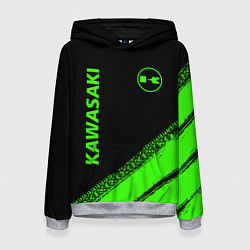 Толстовка-худи женская Kawasaki - logo, цвет: 3D-меланж