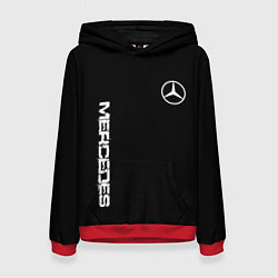 Толстовка-худи женская Mercedes benz logo white auto, цвет: 3D-красный