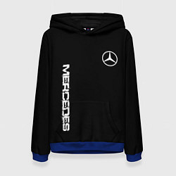 Толстовка-худи женская Mercedes benz logo white auto, цвет: 3D-синий