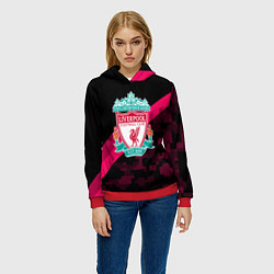 Толстовка-худи женская Liverpool sport fc club, цвет: 3D-красный — фото 2