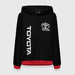 Толстовка-худи женская Toyota logo white steel, цвет: 3D-красный