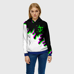 Толстовка-худи женская Doom logo fire demon, цвет: 3D-синий — фото 2