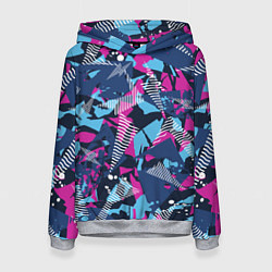 Толстовка-худи женская Яркий абстрактный узор для спорта, цвет: 3D-меланж
