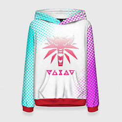 Толстовка-худи женская Ведьмак лого пинк, цвет: 3D-красный