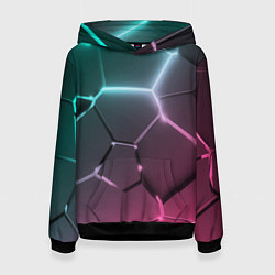 Женская толстовка Голубые и розовые неоновые плиты в разломе