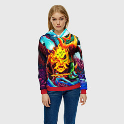 Толстовка-худи женская Cyberpunk hyperbeast steel, цвет: 3D-красный — фото 2