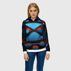 Толстовка-худи женская Абстрактные треугольные плиты со светом, цвет: 3D-белый — фото 2