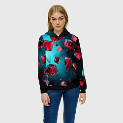Толстовка-худи женская Взрыв из камней, цвет: 3D-черный — фото 2