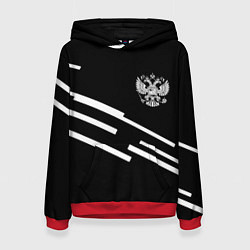 Толстовка-худи женская Россия геометрия спорт, цвет: 3D-красный