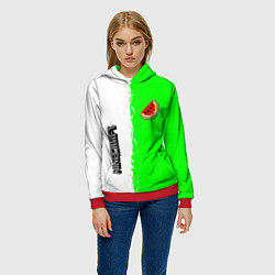 Толстовка-худи женская Minecraft colors green game, цвет: 3D-красный — фото 2