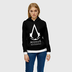 Толстовка-худи женская Assassins Creed brotherhood, цвет: 3D-белый — фото 2