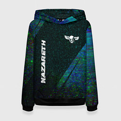 Толстовка-худи женская Nazareth glitch blue, цвет: 3D-черный