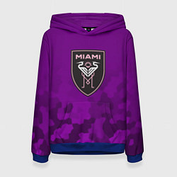 Толстовка-худи женская Inter Miami logo pattern, цвет: 3D-синий