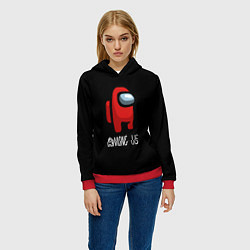 Толстовка-худи женская Among us красный лого, цвет: 3D-красный — фото 2