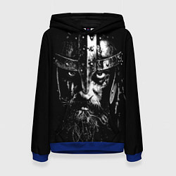 Толстовка-худи женская Суровый викинг в железном шлеме, цвет: 3D-синий