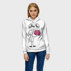Толстовка-худи женская Мем с человечком - выпал мозг, цвет: 3D-белый — фото 2