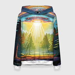 Толстовка-худи женская UFO In The Forest, цвет: 3D-белый