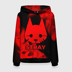 Толстовка-худи женская Stray - red gradient, цвет: 3D-черный