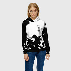 Толстовка-худи женская Juventus smoke black fire, цвет: 3D-черный — фото 2