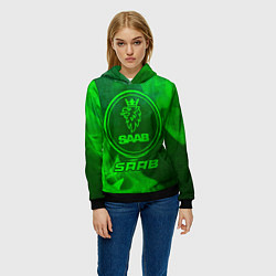 Толстовка-худи женская Saab - green gradient, цвет: 3D-черный — фото 2