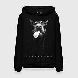 Толстовка-худи женская Dobermann head, цвет: 3D-черный