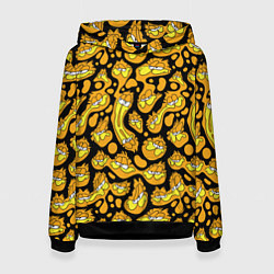 Толстовка-худи женская Гарфилд паттерн, цвет: 3D-черный