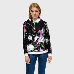 Толстовка-худи женская Краски глитч неон, цвет: 3D-белый — фото 2
