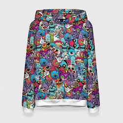 Толстовка-худи женская Скелеты и монстры, цвет: 3D-белый