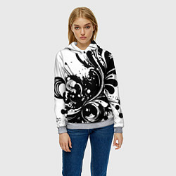 Толстовка-худи женская Модная растительная абстракция - нейроарт, цвет: 3D-меланж — фото 2