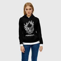 Толстовка-худи женская Cyberpunk 2077 white, цвет: 3D-белый — фото 2