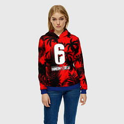 Толстовка-худи женская Rainbow six тропик паттерн, цвет: 3D-синий — фото 2