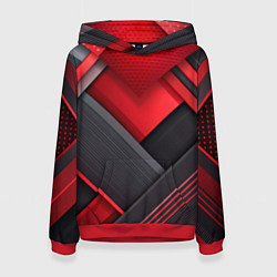 Толстовка-худи женская Геометрия красные черные пластины, цвет: 3D-красный