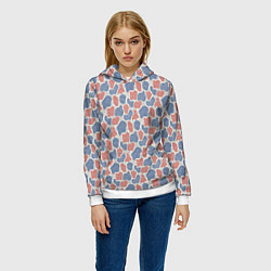 Толстовка-худи женская Абстрактный паттерн: пятна и плывущие формы, цвет: 3D-белый — фото 2