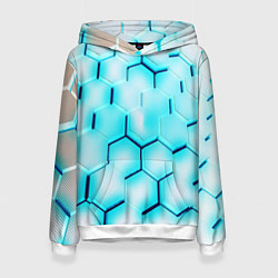 Толстовка-худи женская Неоновая броня соты, цвет: 3D-белый